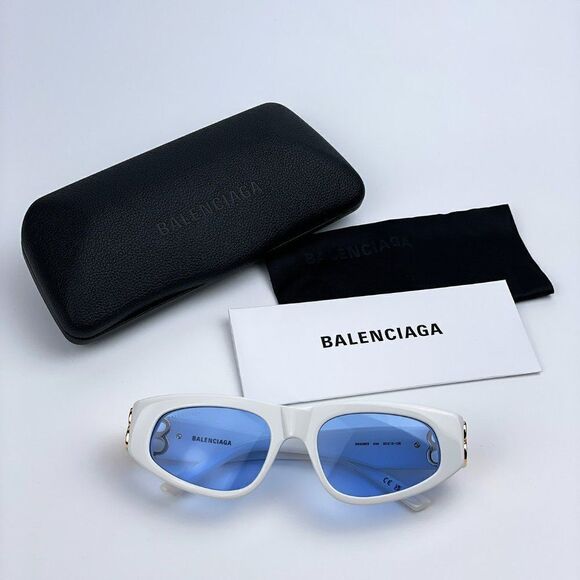 SALE! NEW Balenciaga BB0095S 004 White Gold Logo Blue Cat Eye Unisex Sunglasses main image 8